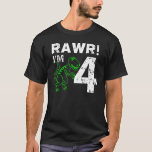 Camiseta 4.º cumpleaños Rawr Tengo 4 Camisas Dinosa de 4 añ