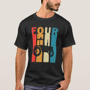 Camiseta 4.º Cumpleaños Retro Farm Tractor Tema Farmer Boy