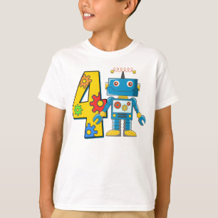 Camiseta 4.º cumpleaños Robot