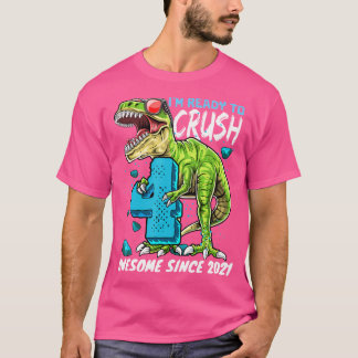 Camiseta 4.º Cumpleaños T Rex Dinosaur Fiestas Niños Rawr T
