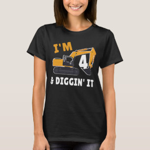 Camiseta 4.º cumpleaños, tengo 4 años y Fiesta 2 de cavar.