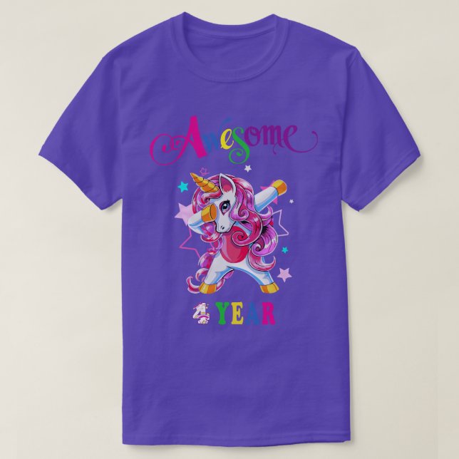 Camiseta 4.º cumpleaños Unicornio (Diseño del anverso)
