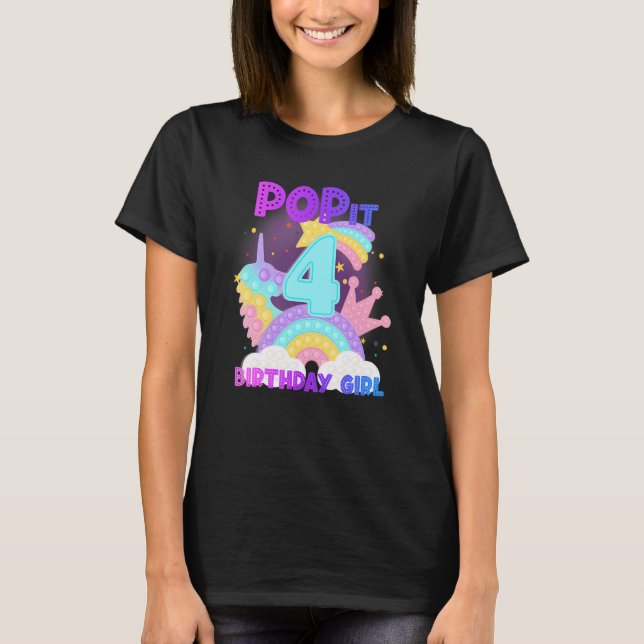 Camiseta 4.º cumpleaños Unicornio Fidget Pop It Birthday Ch (Anverso)
