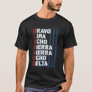 Camiseta 4.º De Julio Cristiano Bendecido Patriótico Milita