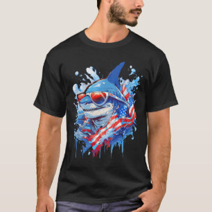Camiseta 4.º Día de la Independencia de Tiburones Funny Pat