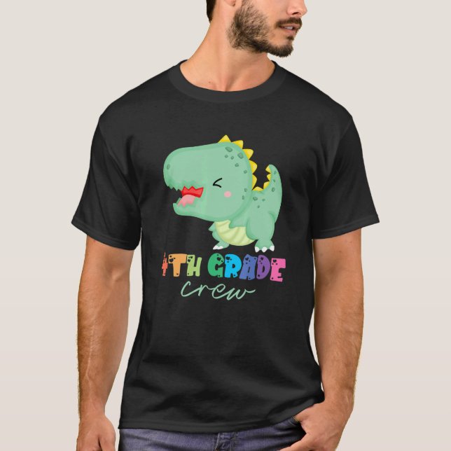 Camiseta 4.º Equipo De Grado Cute Dinosaurio Primer Día De  (Anverso)