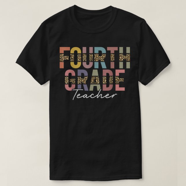 Camiseta 4.º Equipo de Teacher Leopard de cuarto grado (Diseño del anverso)