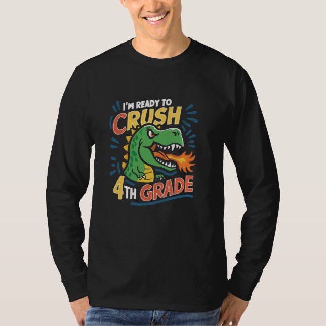 Camiseta 4.º Grado Listo Para Aplastar Dinosaurio De Vuelta (Anverso)