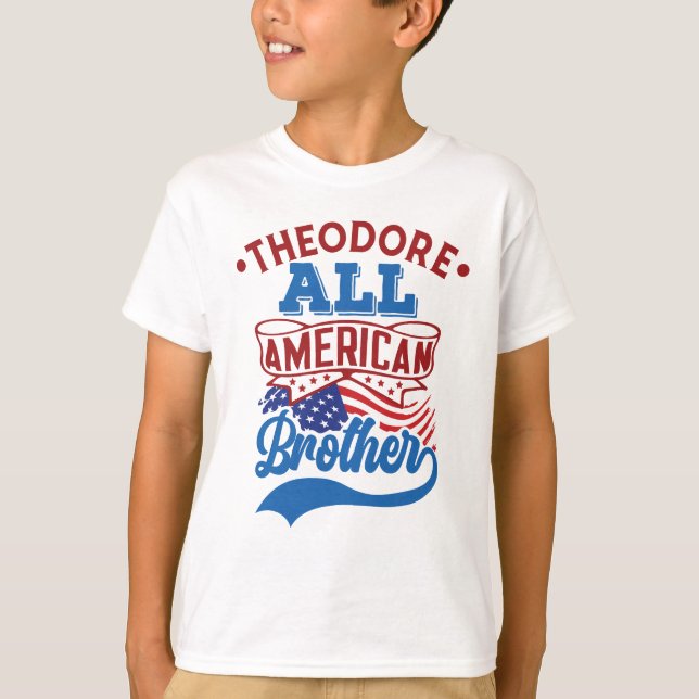 Camiseta 4.º julio Hermano americano de familia patriótica (Anverso)