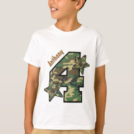 Camiseta 4.º Nacimiento Camo y Nombre Personalizado de Estr