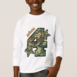 Camiseta 4.º Nacimiento Camo y Nombre Personalizado de Estr