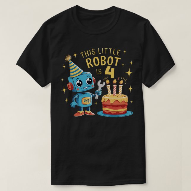Camiseta 4.º Nacimiento Niños Robóticos Robot de 4 años 4º  (Diseño del anverso)