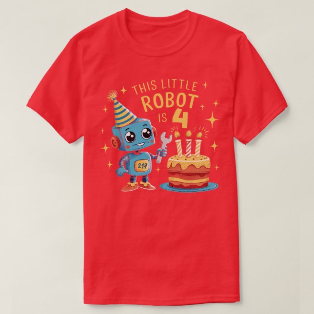 Camiseta 4.º Nacimiento Niños Robóticos Robot de 4 años 4º  (Diseño del anverso)