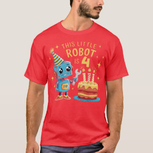 Camiseta 4.º Nacimiento Niños Robóticos Robot de 4 años 4º 