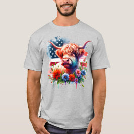 Camiseta 4.º patriótico de la vaca de julio