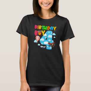Camiseta 4.º piloto de aviones de niños de cumpleaños Helic