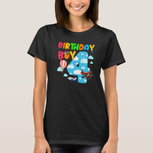 Camiseta 4.º piloto de aviones de niños de cumpleaños Helic