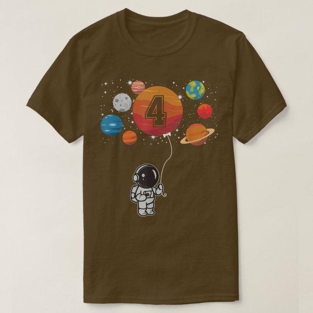 Camiseta 4.º planeta Astronauta Astronauta de 4 años (Diseño del anverso)