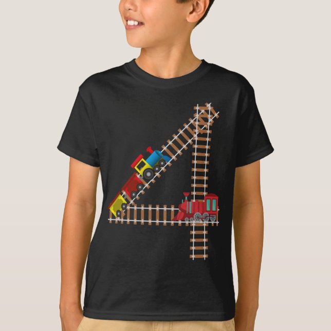 Camiseta 4.º regalo para niños de 4 años de tren de cumplea (Anverso)