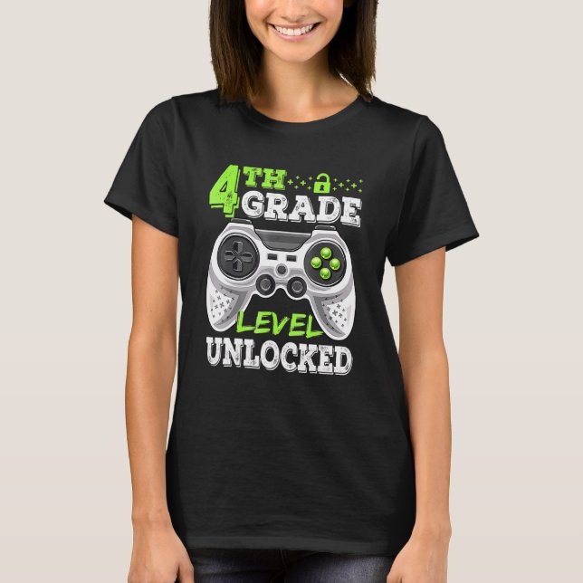 Camiseta 4.º Videojuego desbloqueado de nivel de grado de v (Anverso)