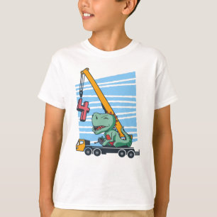 Camiseta 4 años 4º cumpleaños Crane Dinosaur