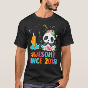Camiseta 4 años alucinante desde 2018 4º cumpleaños Panda U