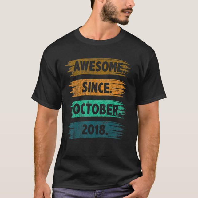Camiseta 4 años Awesome Desde octubre de 2018 4 cumpleaños (Anverso)