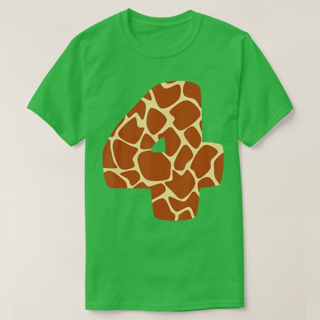 Camiseta 4 años, cuarto cumpleaños Fiesta Giraffe temática (Diseño del anverso)