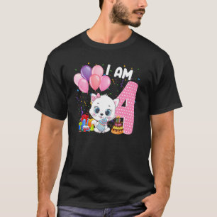 Camiseta 4 años cuarto cumpleaños Kitty Chica me ama a mí