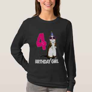 Camiseta 4 años Cumpleaños Chica Ferret Cumpleaños