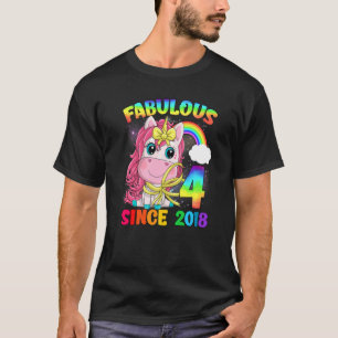 Camiseta 4 años cumpleaños unicornio niña fabuloso sin