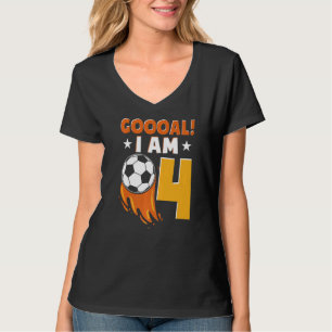 Camiseta 4 años de fiesta de cumpleaños con temática de fút