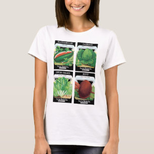 Camiseta 4 Arte de Etiqueta de Paquete de Semillas Antiguas