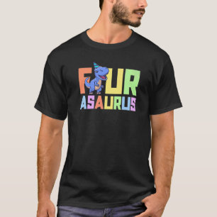 Camiseta 4 Asauro 4 años Fiesta de cumpleaños de dinosaurio
