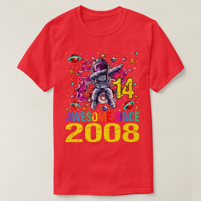 Camiseta 4 asombroso espacio de cuarto cumpleaños del astro (Diseño del anverso)