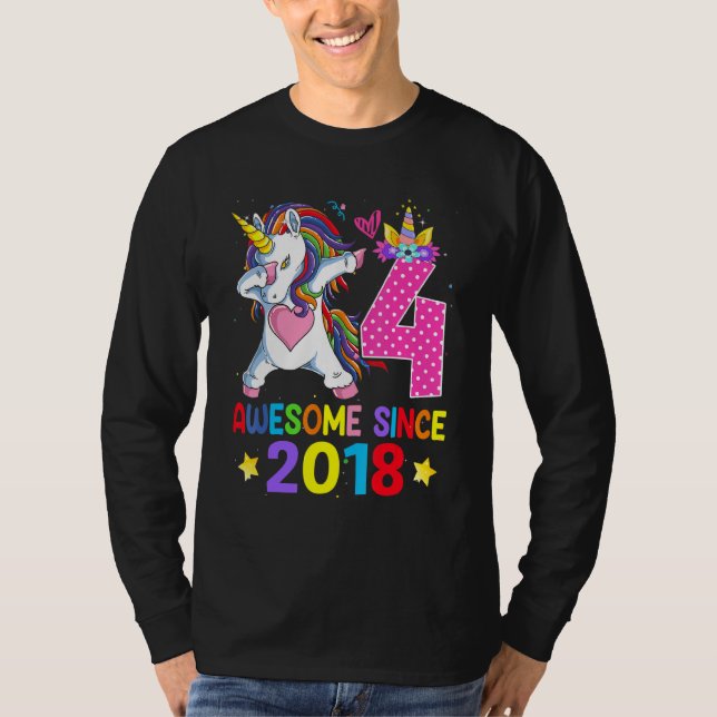 Camiseta 4 asombrosos desde el cuarto cumpleaños de Unicorn (Anverso)