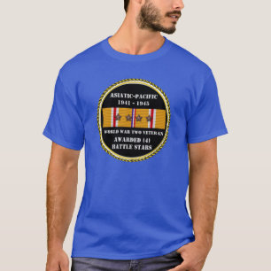 Camiseta 4 BATTLE STARS WII Asiático Veterano del Pacífico