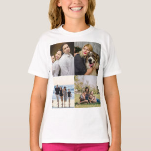 Camiseta 4 Collage de Fotos Familiares Personalizado