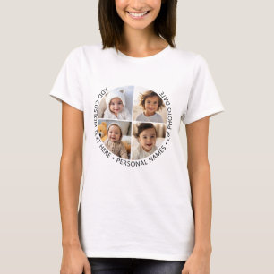 Camiseta 4 Collages de fotos con texto Personalizado curvat