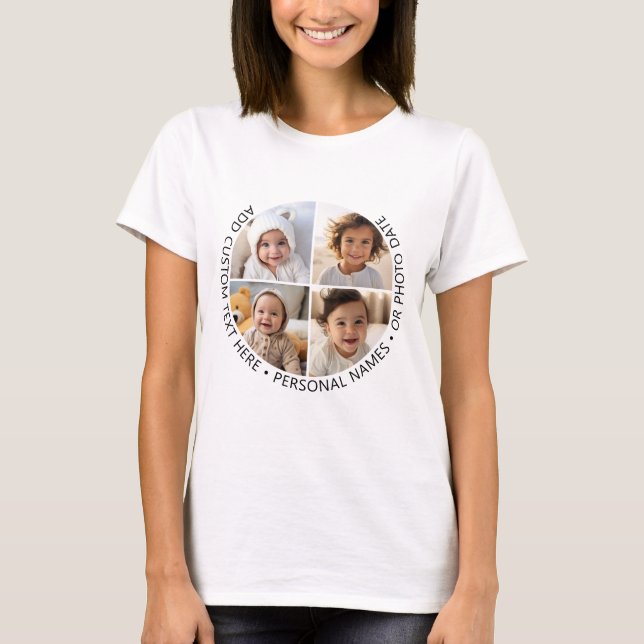 Camiseta 4 Collages de fotos con texto Personalizado curvat (Anverso)