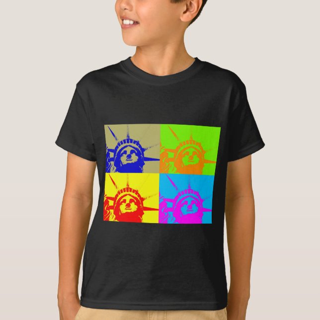 Camiseta 4 Color Pop Art Lady Liberty (Anverso)