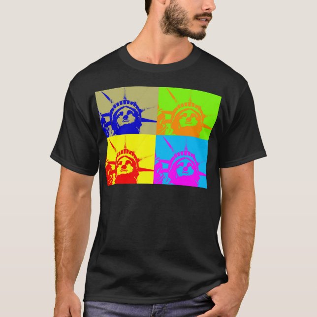 Camiseta 4 Color Pop Art Lady Liberty (Anverso)