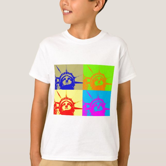 Camiseta 4 Color Pop Art Lady Liberty (Anverso)