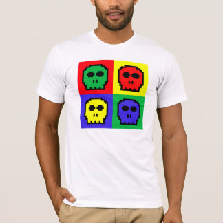 Camiseta 4 cráneos de 8 bits retros del color