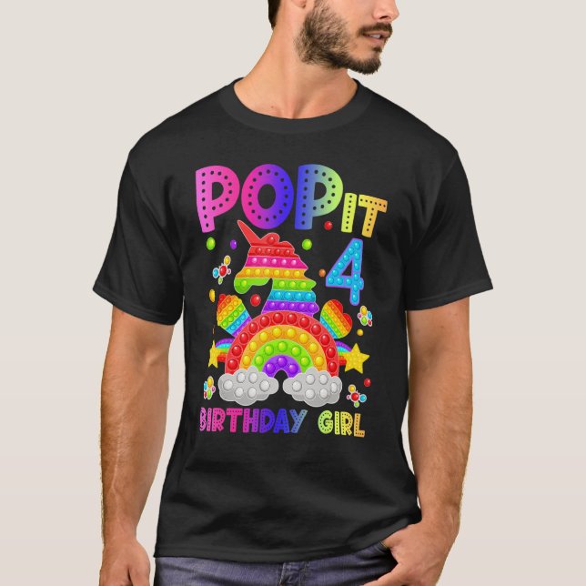 Camiseta 4 Cumpleaños Fidget Toy Pop It Birthday Chica 4 Sí (Anverso)