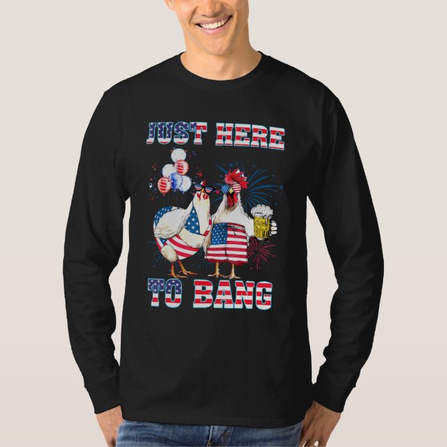 Camiseta 4 De Julio Acá Para Bang Moda De Bandera De Eeuu (Anverso)