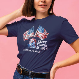 Camiseta 4 de julio acuarela Nombre familiar personalizado