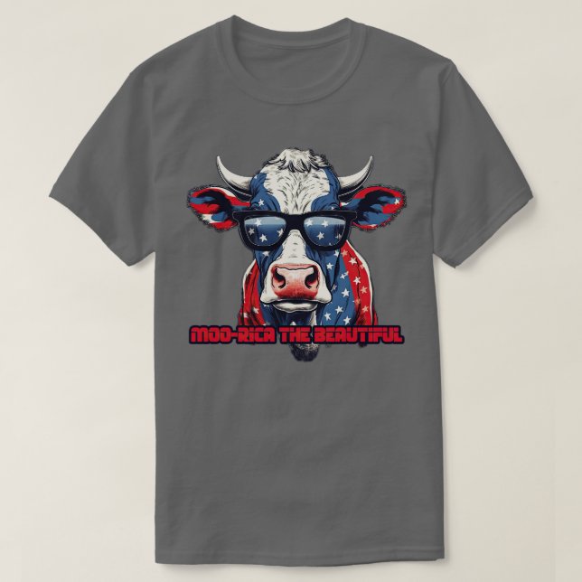 Camiseta 4 de julio America Cow USA Flag Pattern Moorica t (Diseño del anverso)