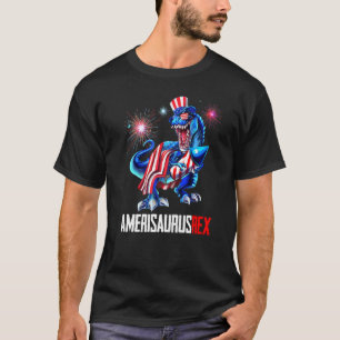 Camiseta 4 De Julio Amerisaurus Rex Dinosaur Fireworks Pat