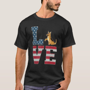 Camiseta 4 De Julio Amo Patriótico Alemán Pastor Perro Ame
